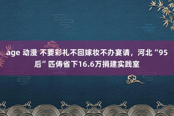 age 动漫 不要彩礼不回嫁妆不办宴请，河北“95后”匹俦省下16.6万捐建实践室